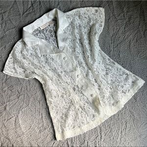 rare gold label victoria’s secret 80s vintage lace button up shirt